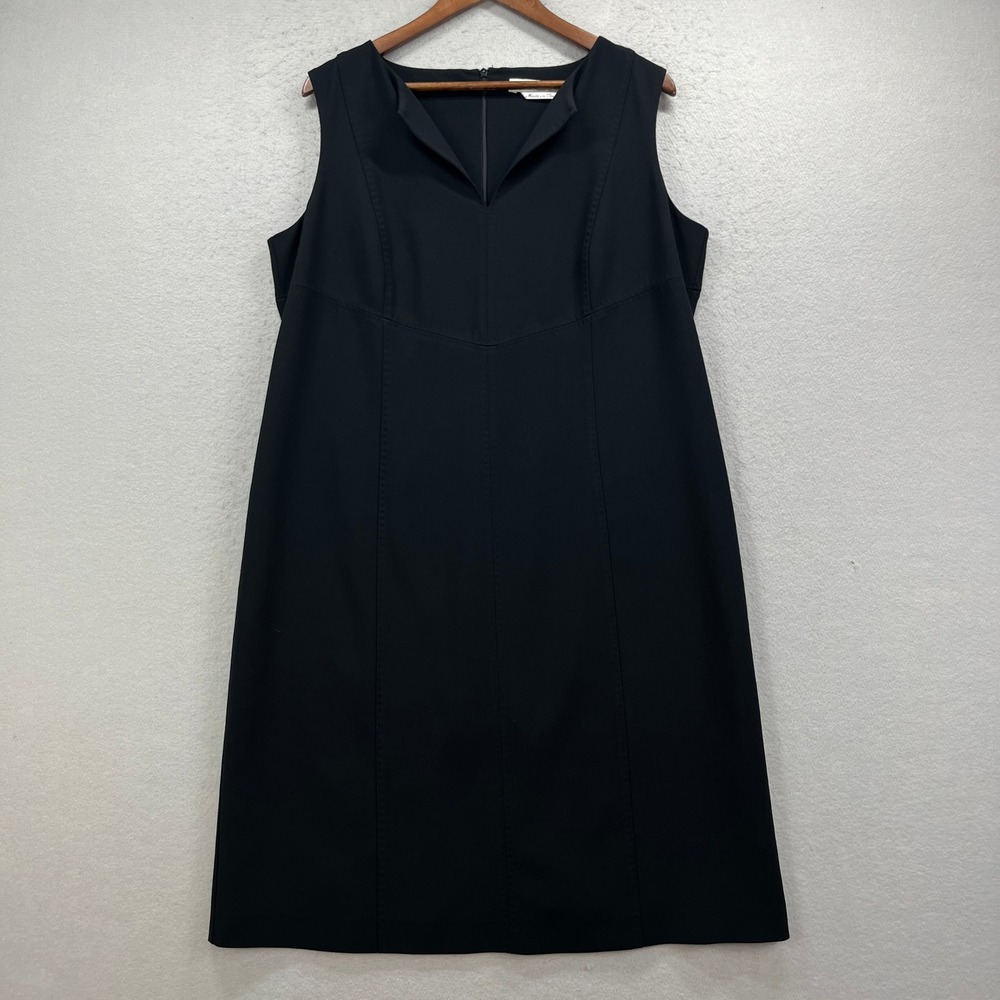 Marina Rinaldi Dress Womens Medium Black Sheath Sleeveless Italian Quiet Luxury